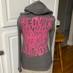 Fox Racing Grey and Pink Hooded Shirt